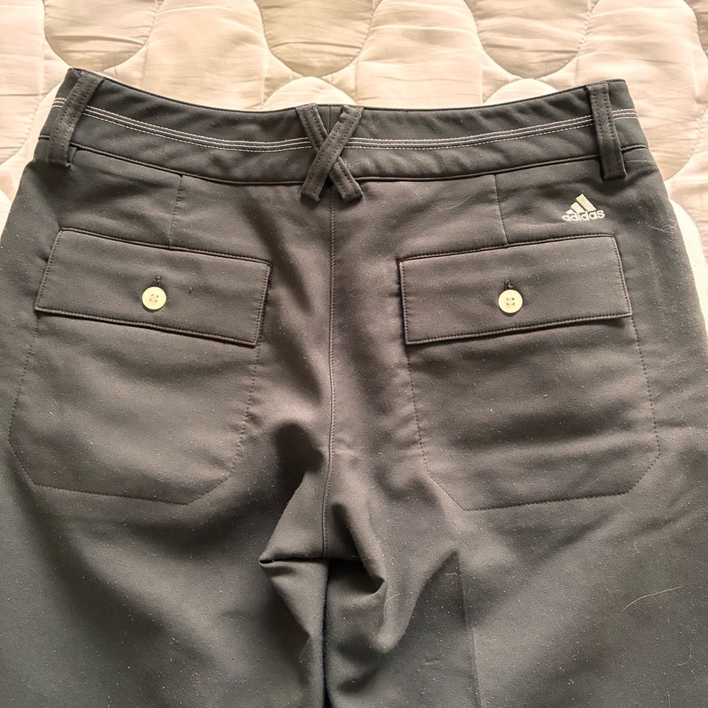 Adidas Pants Trousers Slacks Straight Leg Black Women’s Sz 2 Embroidered Logo - Picture 9 of 12